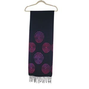 Jimmy Hourihan Celtic Spiral Scarf Wrap Black Fuschia 25"W x 66"L with 3" Fringe